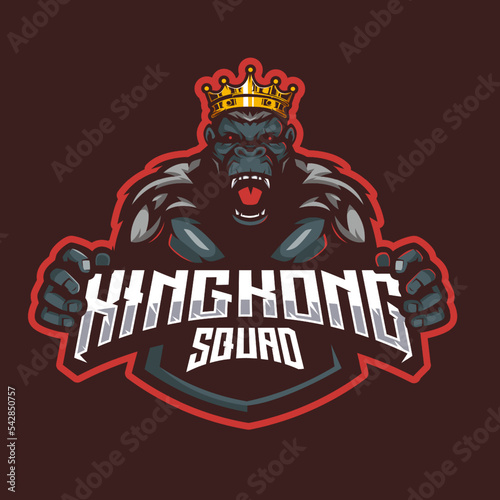 Kingkong esport mascot logo design illustration vector for squad team sport gaming