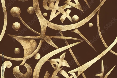 2d illustrated seamless background on the theme of alchemy, medicine, magic, witchcraft and mysticism with various esoteric and occult symbols. Medieval manuscript with sketches and notes in retro