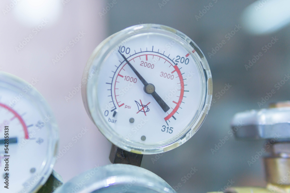 Pressure Gauge, pressure gauge on a gas regulator in a laboratory
