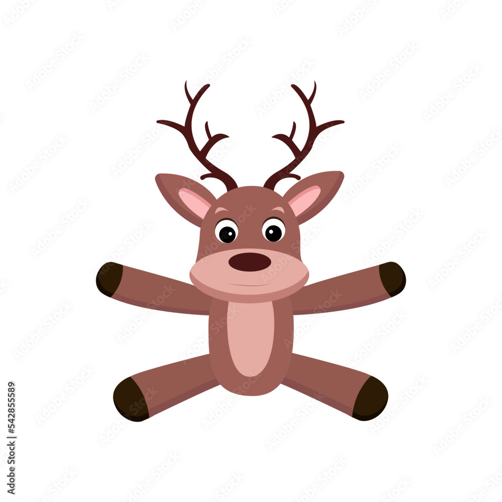 Cute deer cartoon illustration isolated on white background. 