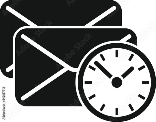 Mail time send icon simple vector. Clock project. Task control