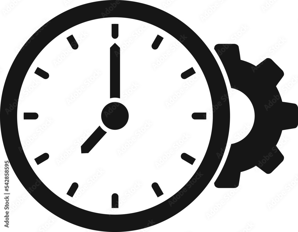 Clock gear time icon simple vector. Work control. Timer watch Clock gear time icon simple vector. Work control. Timer watch
