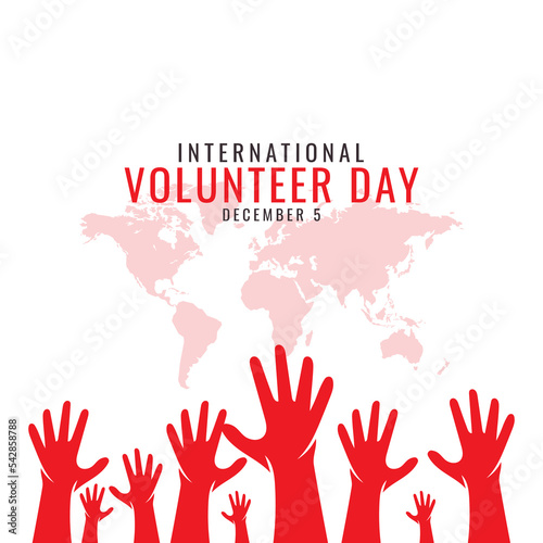International Volunteer Day  with World map along with Hand shapes  logos  vectors  designs