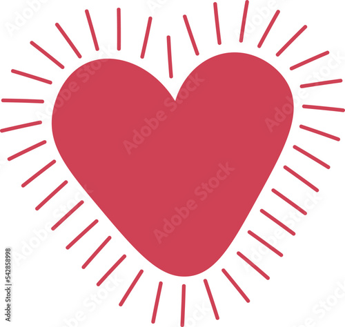 Red heart icon. Happy Valentines Day. Love sign symbol. Simple greeting card template. Cute graphic object. Flat design. White background. Isolated. Vector illustration