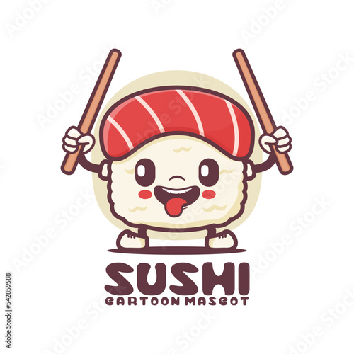 sushi cartoon mascot. japanese food vector illustration