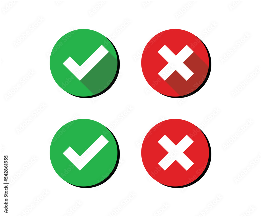 Round check and cross symbols vector signs Round check and cross symbols vector signs