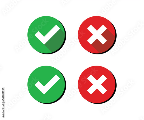 Round check and cross symbols vector signs