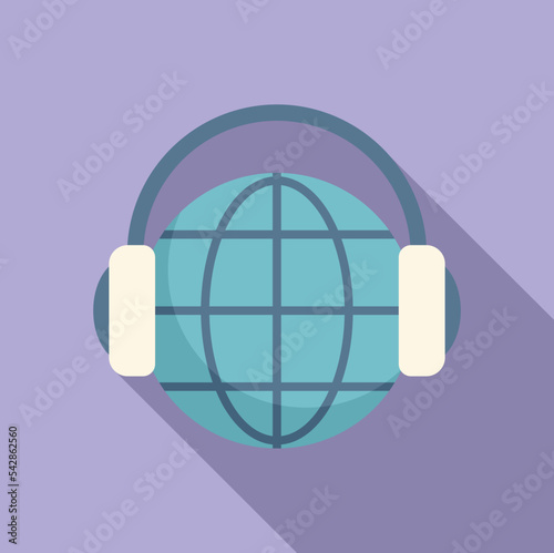 Global help icon flat vector. Office service. Personal desk