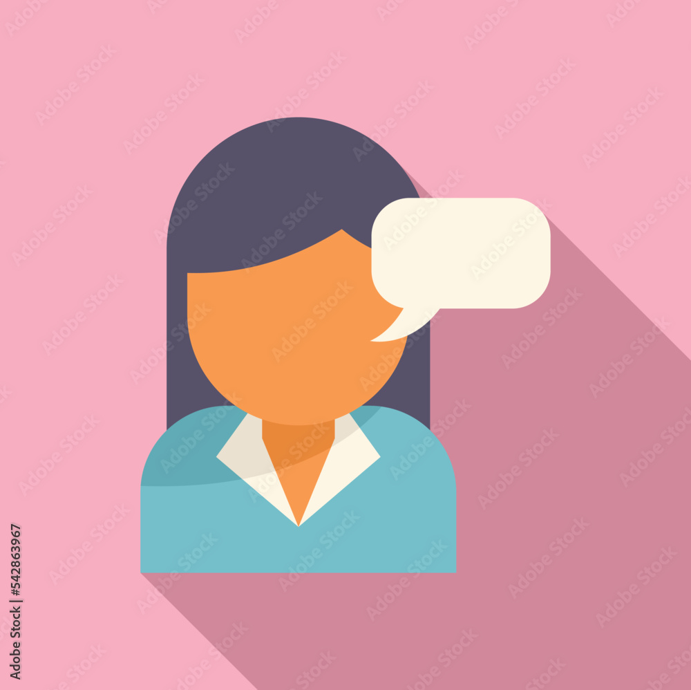 Customer talk icon flat vector. Work online. Hotline client Customer talk icon flat vector. Work online. Hotline client