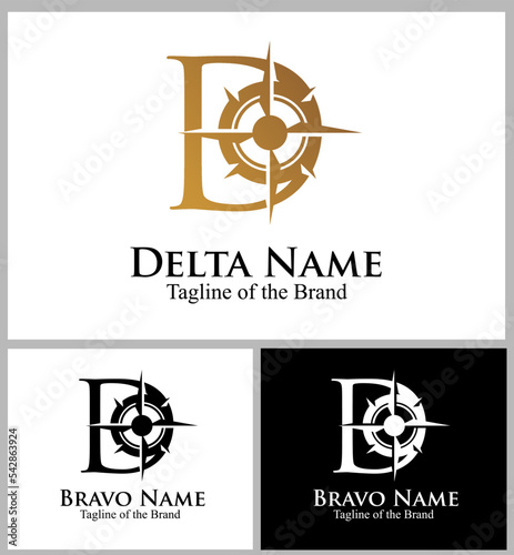 compas arrow inside D text custom logo vector illustration