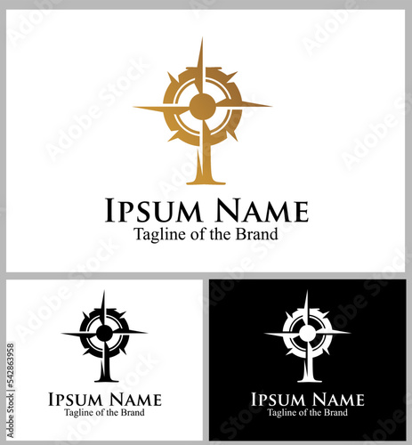 compas arrow inside I text custom logo vector illustration