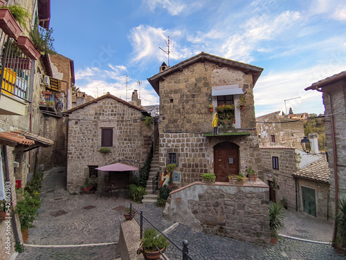 View of the historic center of Castelnuovo di Porto medieval village in the Lazio region Italy
