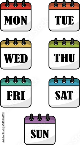 Days of the week on isolated background. Vector illustration