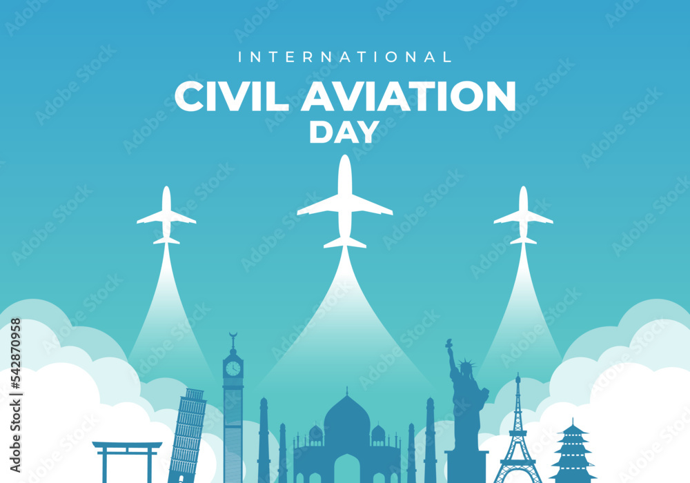 International civil aviation day background celebrated on