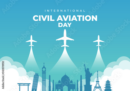International civil aviation day background celebrated on photo