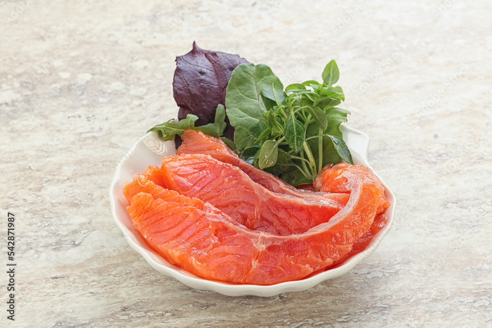 Sliced salmon fillet starter snack Sliced salmon fillet starter snack
