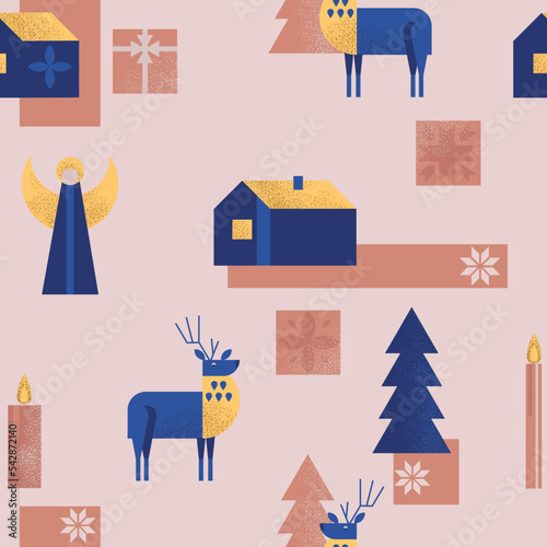 Seamless Christmas pattern. Vector winter illustration.
