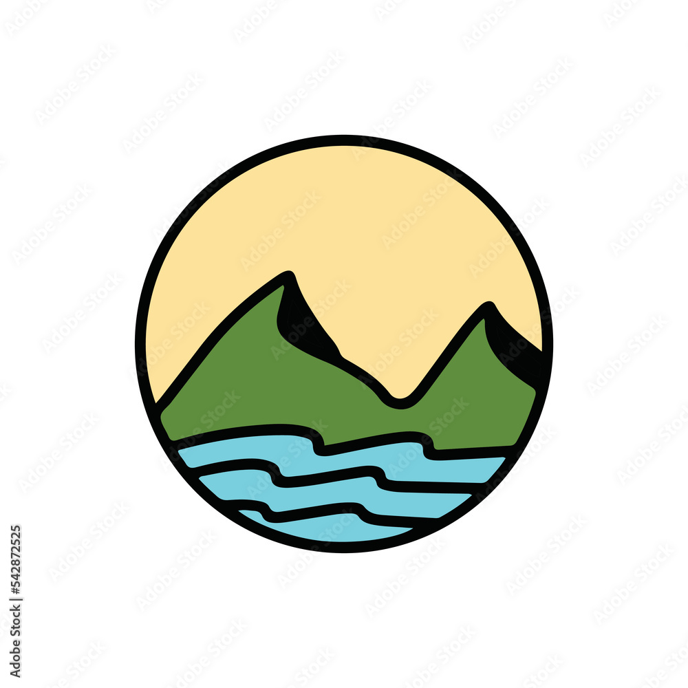 Outdoor Logo Design Template. Beach Sea Icon Vector. Outdoor Logo Design Template. Beach Sea Icon Vector.