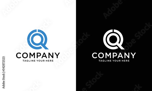 Letter QR Logo Design Vector on a black and white background.