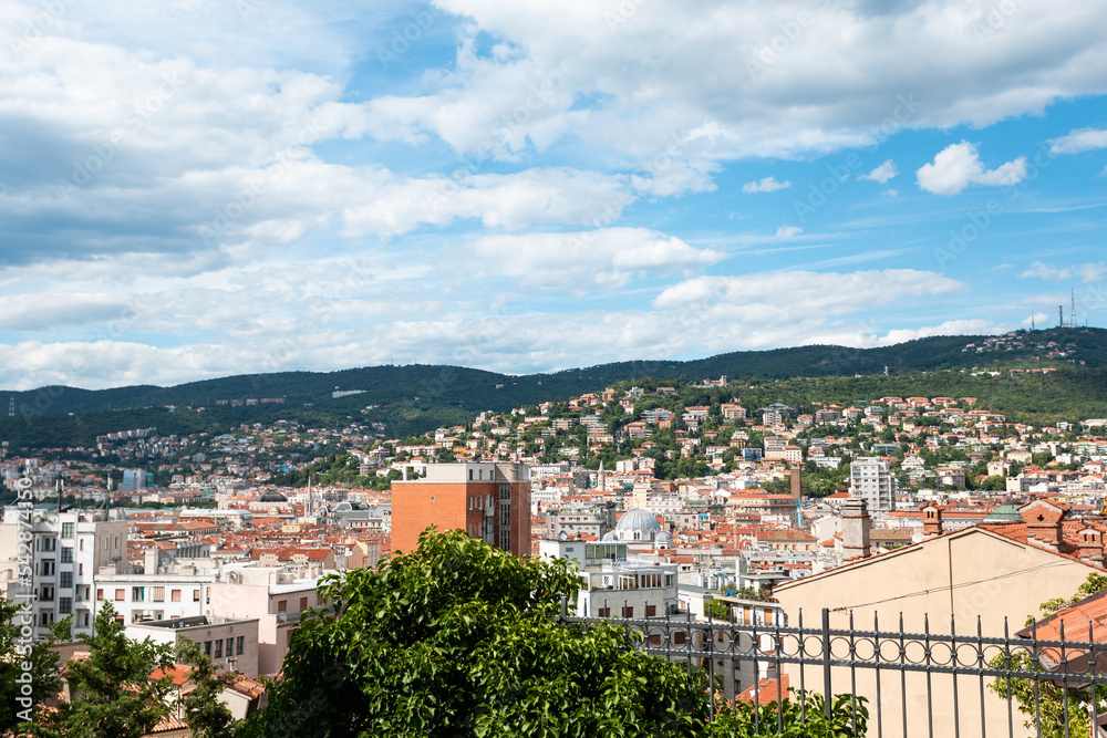 Panoramic view of Trieste in sunny summer day, Italy