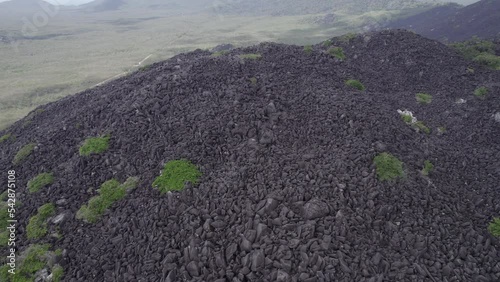 Distinctive Dark Granite Boulders Covered With Moss And Lichen At Black Mountain (Kalkajaka) National Park, QLD Australia. Aerial Shot photo