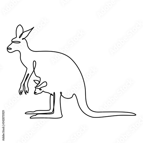 Kangaroo monoline line art one line animal