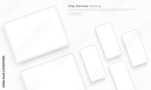 Clay Tablet and Smartphone Mock Up With Space for Text. Concept for Mobile App Design. Vector Illustration