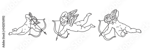 Billede på lærred cherub outlines and line art for valentines day with cupid vector