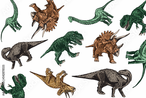 Vector pattern with dinosaurs, stylish dino cover for fabric, postcards, wallpapers,graphical vector illustration. Animals background design	