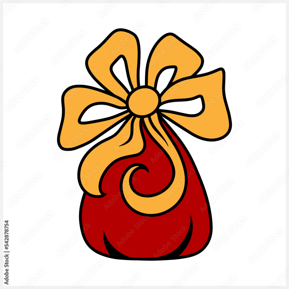 Xmas sack clipart. Christmas icon. Birthday gift Cartoon celebration Vector stock illlustration. EPS 10