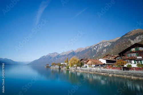 The calm blue waters of Lake Brienz, a lake just north of the Alps, in the canton of Berne in Switzerland © Paul