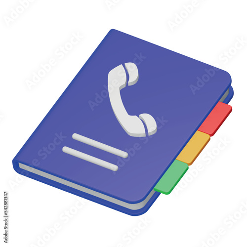 Phone book 3d rendering isometric icon.