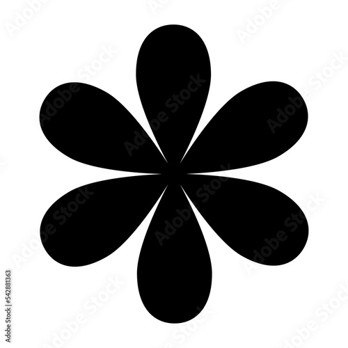 Black filled leaf, flower shapes, floral graphic element. Isolated png illustration, transparent background. Asset for brush, stamp, cards, montage, collage or neo geometric pattern.