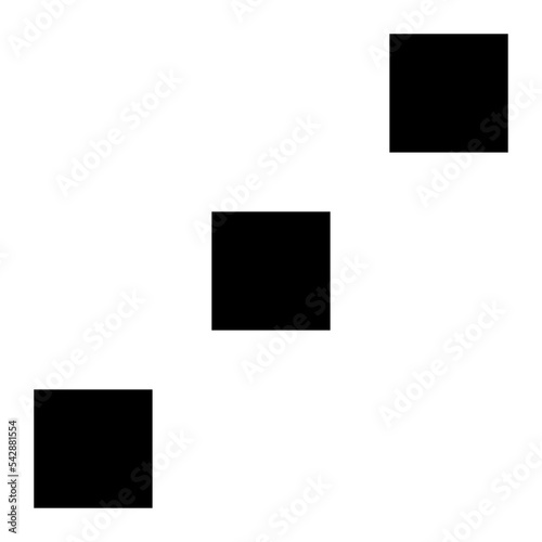 Black filled square shapes, graphic element. Isolated png illustration, transparent background. Asset for brush, stamp, montage, collage, grain source or neo geometric pattern.