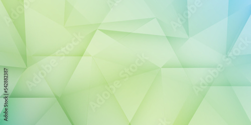 Light Green and Blue 3D Glowing Triangles, Lit Geometric Shapes Pattern, Abstract Futuristic Vector Background, Texture Design, Editable Wide Scale Multipurpose Template