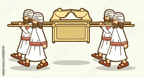 Group of Levi Carrying Ark of the Covenant Cartoon Graphic Vector.