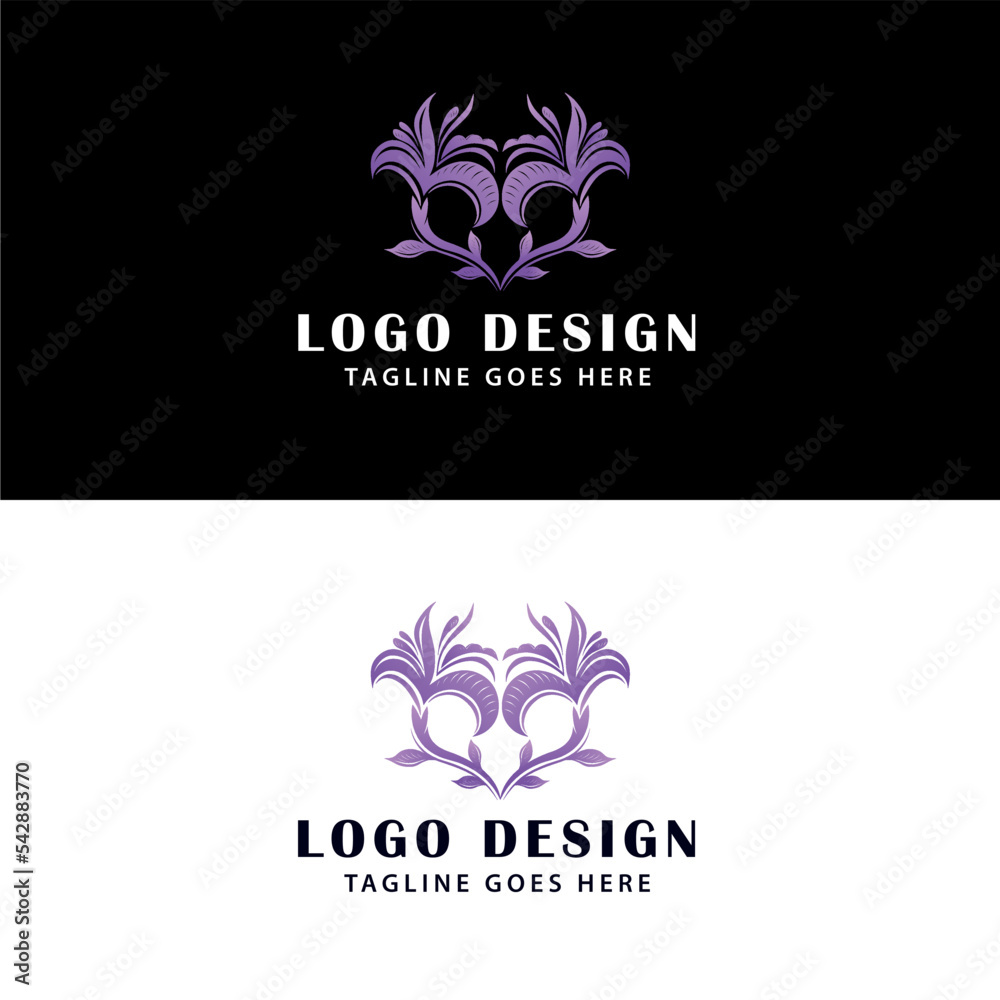 Fototapeta premium heart shape lilies logo design