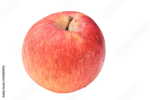 Closeup riped red apple fruit isolated on transparent background.