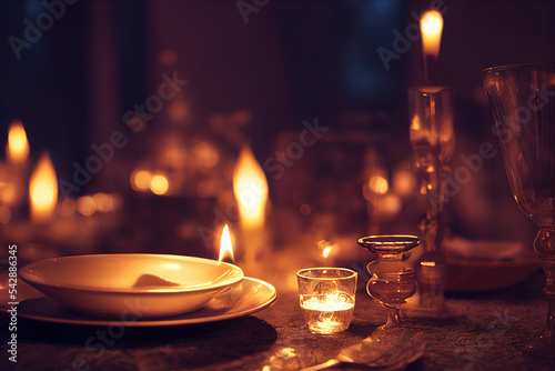 Romantisches Abendessen mit Kerzenlicht Illustration 