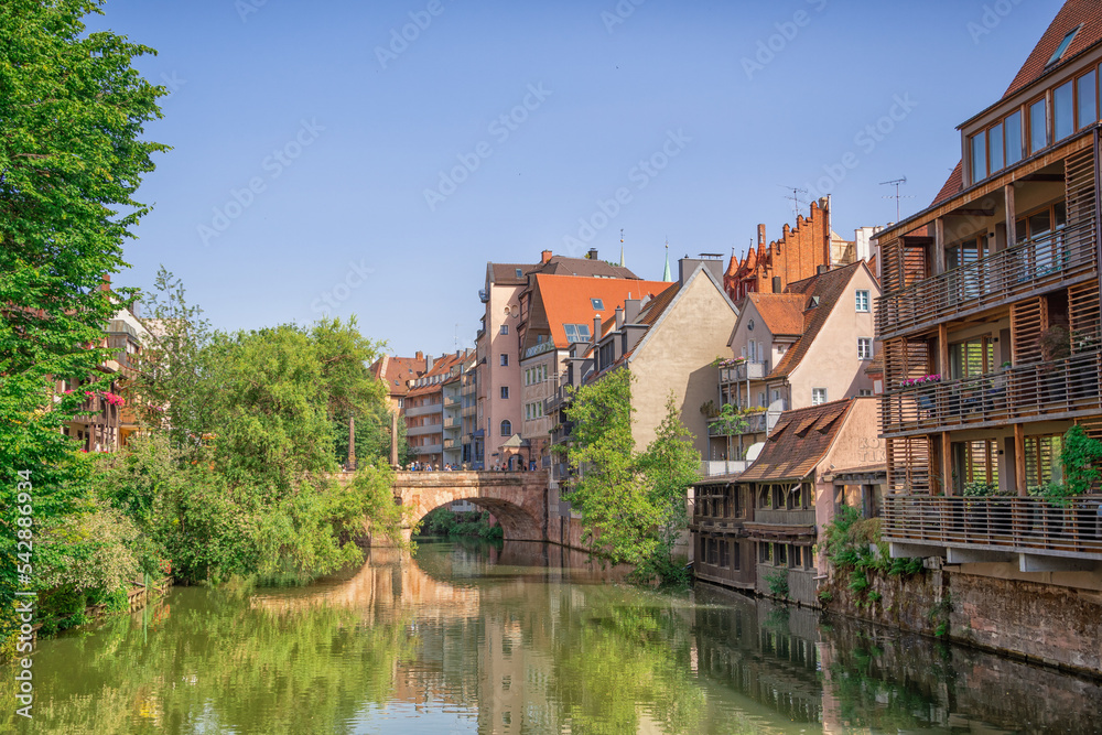 sunny summer day in Nürnberg, beautiful view of german architecture, Bavaria