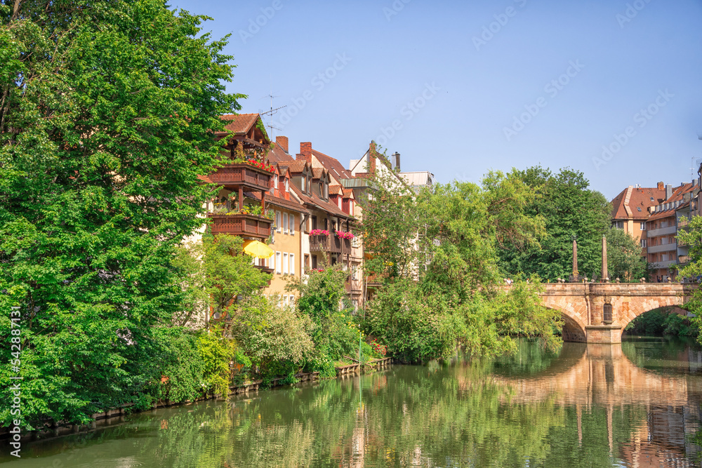 sunny summer day in Nürnberg, beautiful view of german architecture, Bavaria sunny summer day in Nürnberg, beautiful view of german architecture, Bavaria