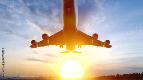 An American airliner takes off.