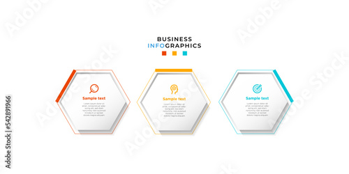 Modern business Infographic design template Vector with icons and 3 options or steps. Can be used for process diagram, presentations, workflow layout, banner, flow chart, info graph.Eps10 vector
