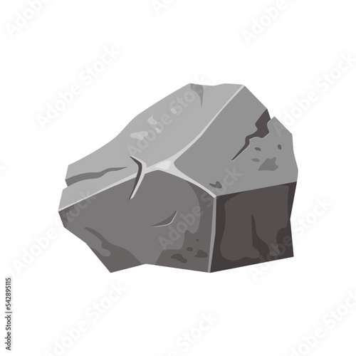 Stone solid natural building material . Landscape element. Coal black mineral rock. Gravel pebbles, gray heap isolated vector illustration
