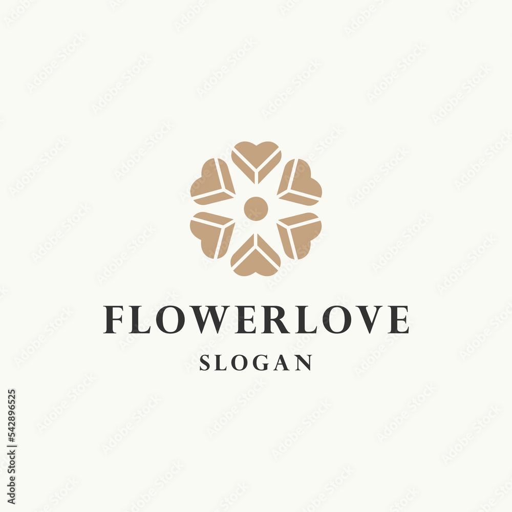 Flower love logo icon flat design template
