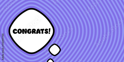 Speech bubble with Congrats text. Boom retro comic style. Pop art style. Vector line icon for Business and Advertising