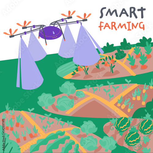 Smart farming with agricultural app controlling the process.