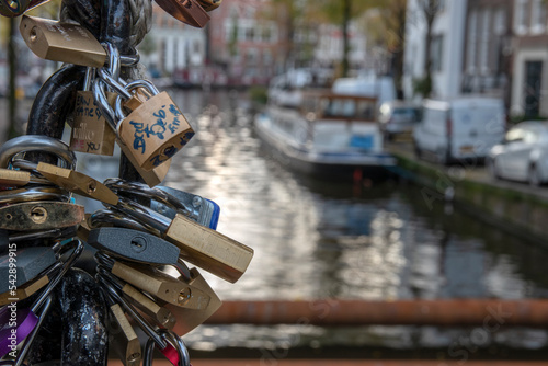 Love Locks On The Staalmeestersbrug Bridge Amsterdam The Netherlands 2019 photo