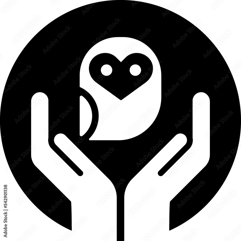 Obraz premium Owl circle black icon