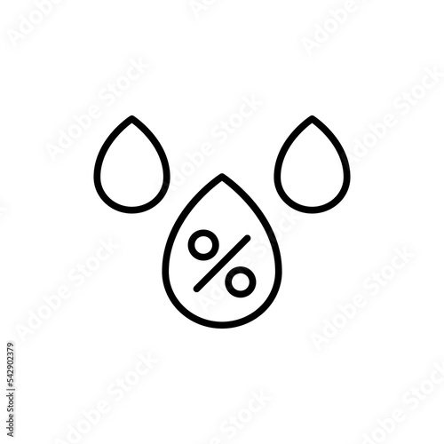 Humidity percentage line icon. Water drop with percent sign, rain, weather conditions, air, atmosphere, room, smart house, at home, control, hydration, humidifier. Nature concept. Vector line icon